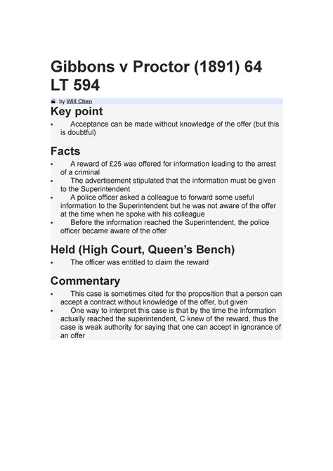Gibbons v Proctor .